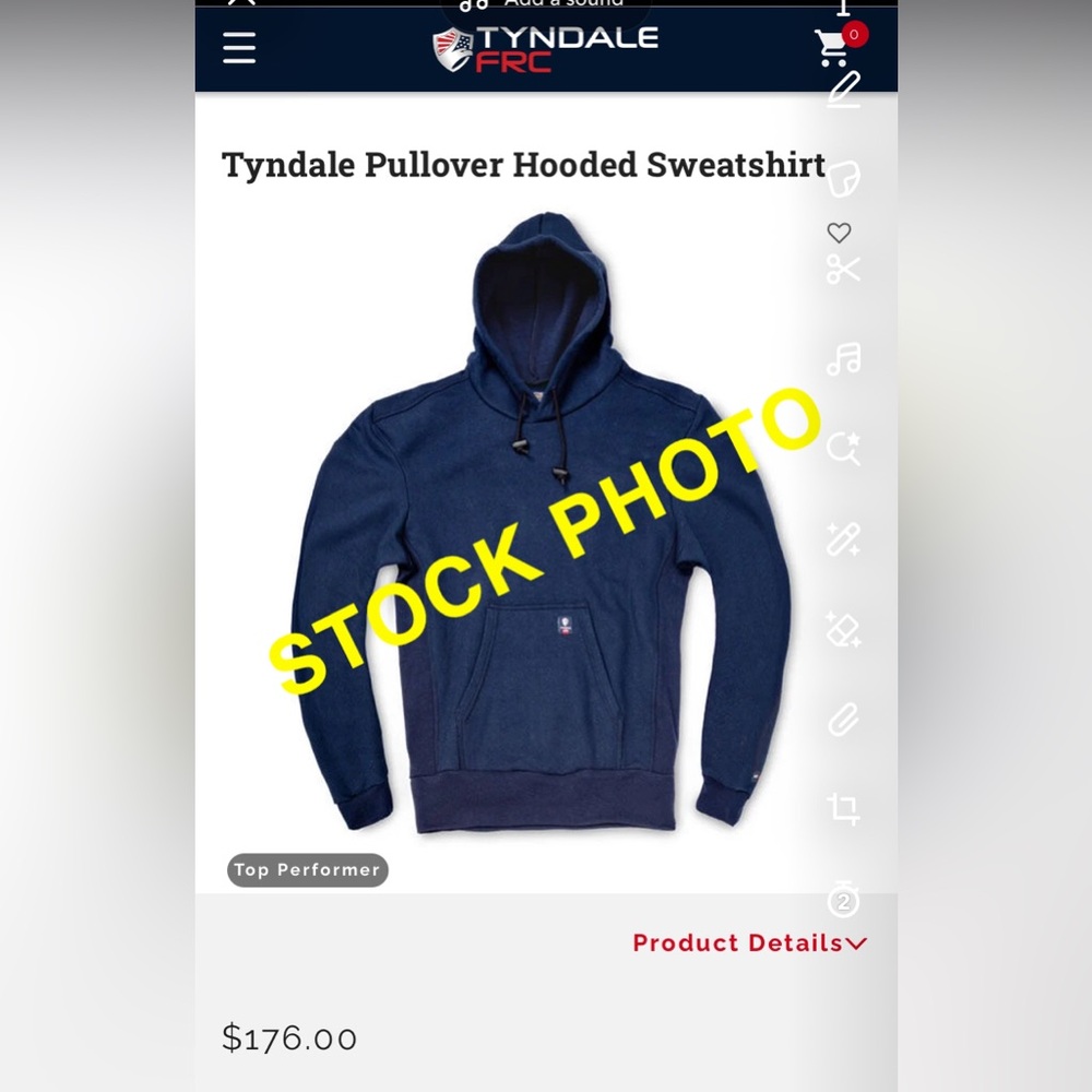 Tyndale Pullover Hooded Sweatshirt- FR Fire Resistant Small